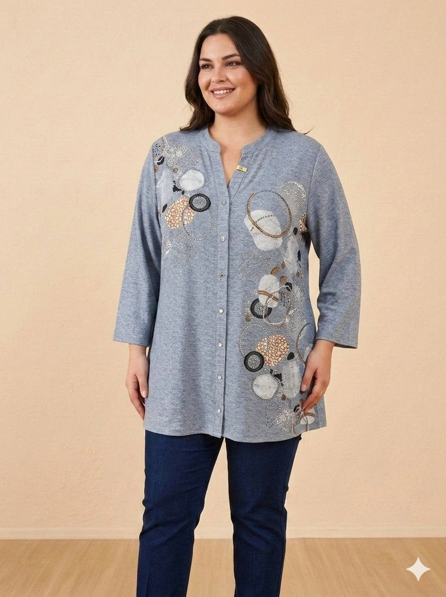 FLAŞ KREP GÖMLEK 1123 - MAVİ