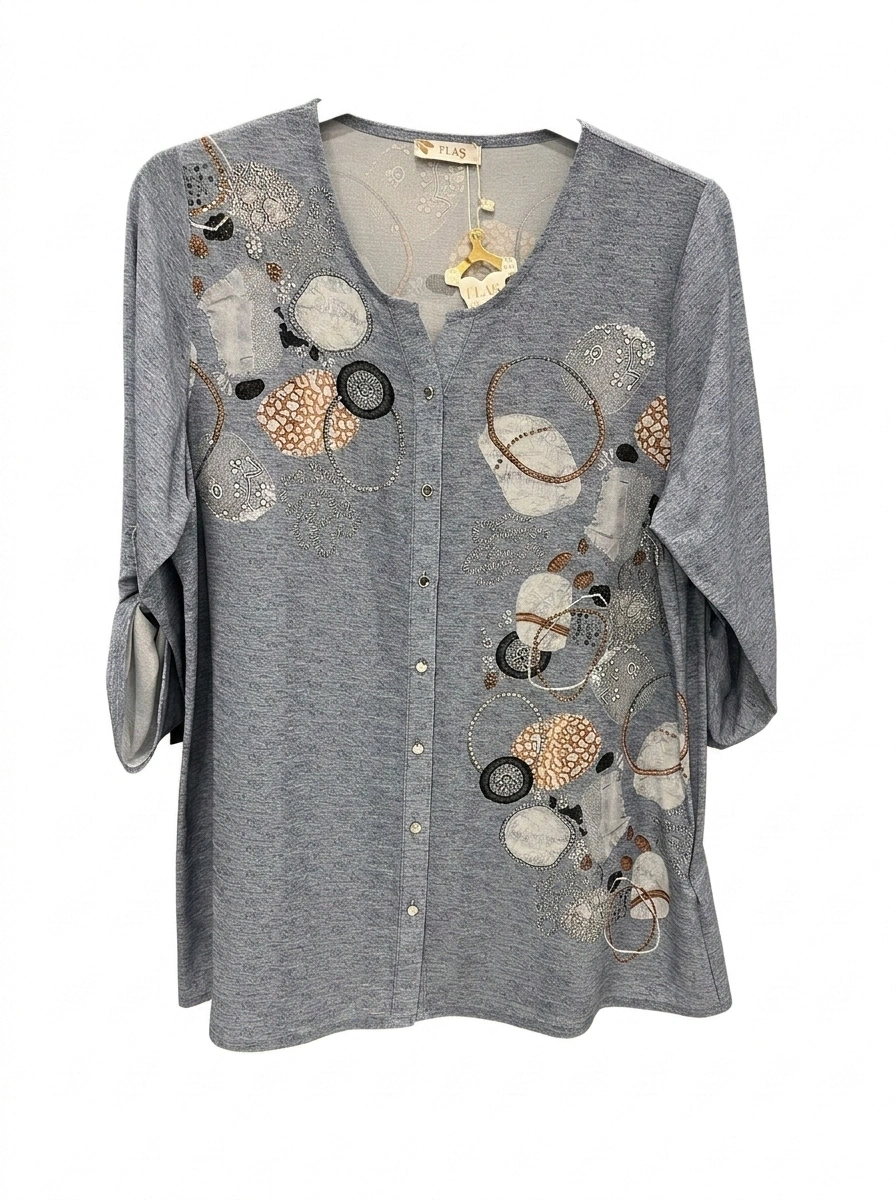 FLAŞ KREP GÖMLEK 1123 - MAVİ