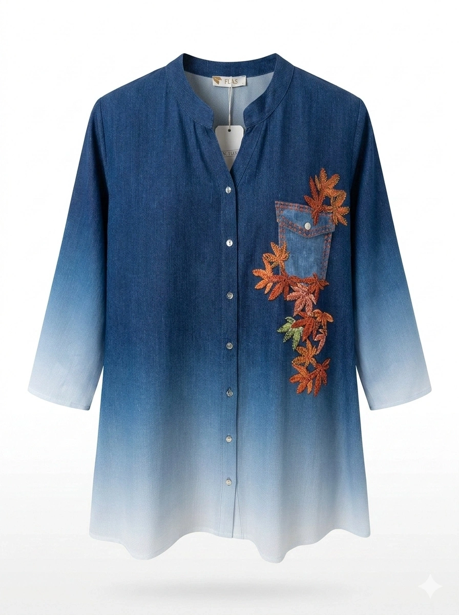 FLAŞ KREP GÖMLEK 1124 - İNDİGO