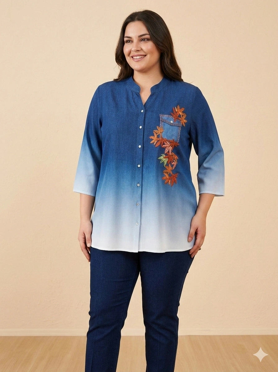 FLAŞ KREP GÖMLEK 1124 - İNDİGO