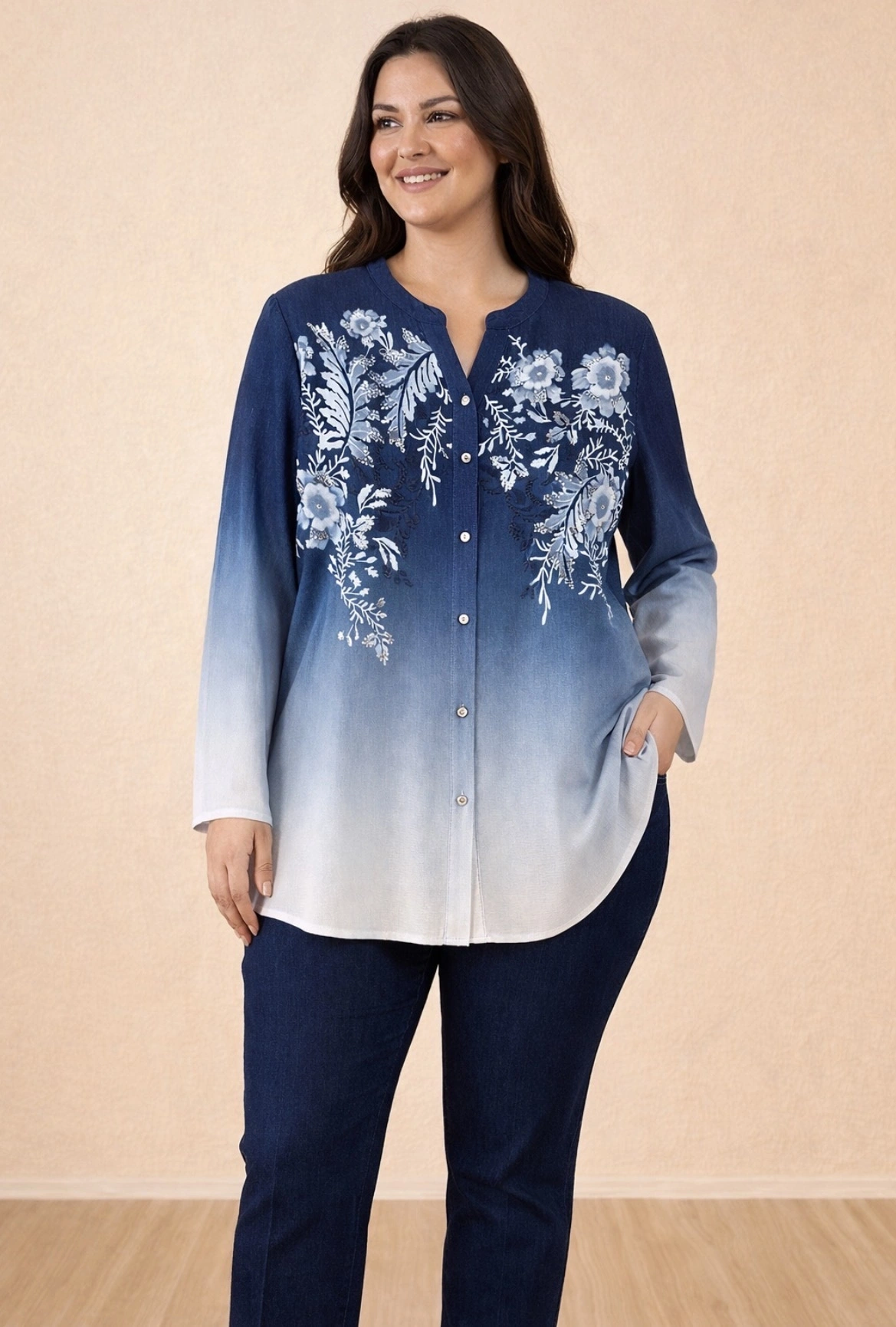 FLAŞ KREP GÖMLEK 1125 - İNDİGO