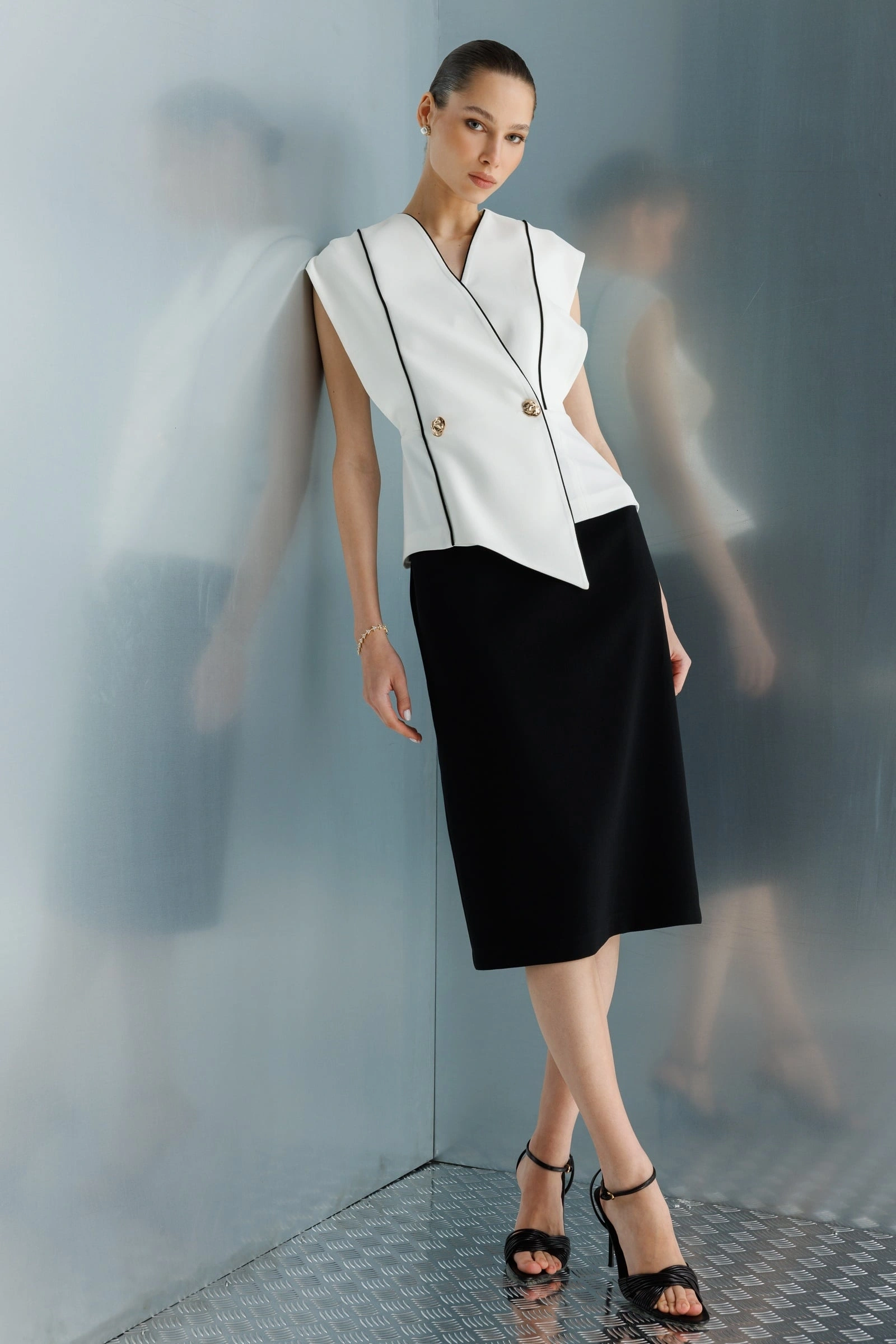 MODAİLGİ YLK-ELBİSE 60116 - SİYAH-EKRU