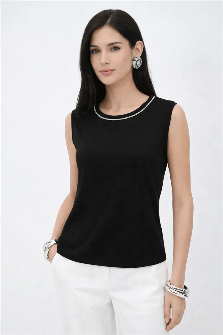 FASHION TAŞLI ATLET 140K - SİYAH