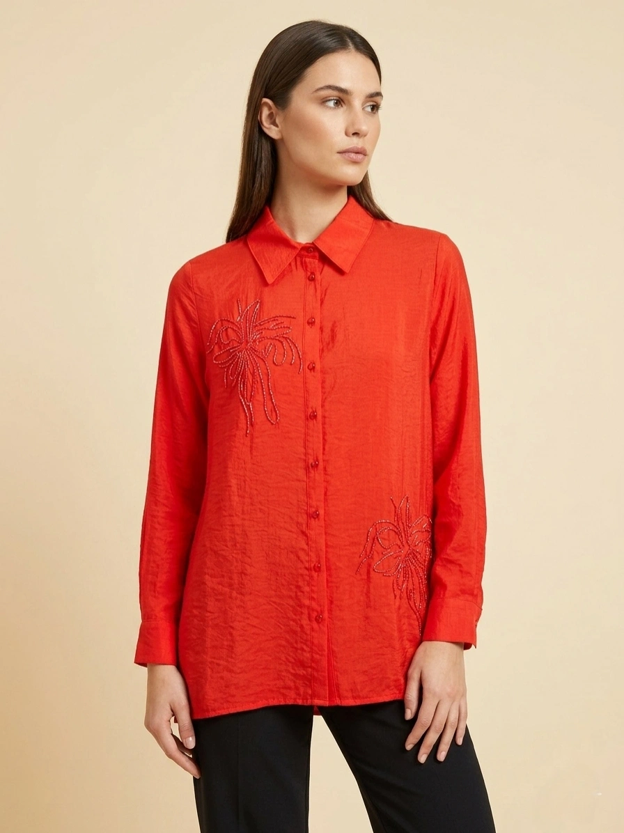 FLAŞ NAKIŞLI GÖMLEK 1198 - MERCAN