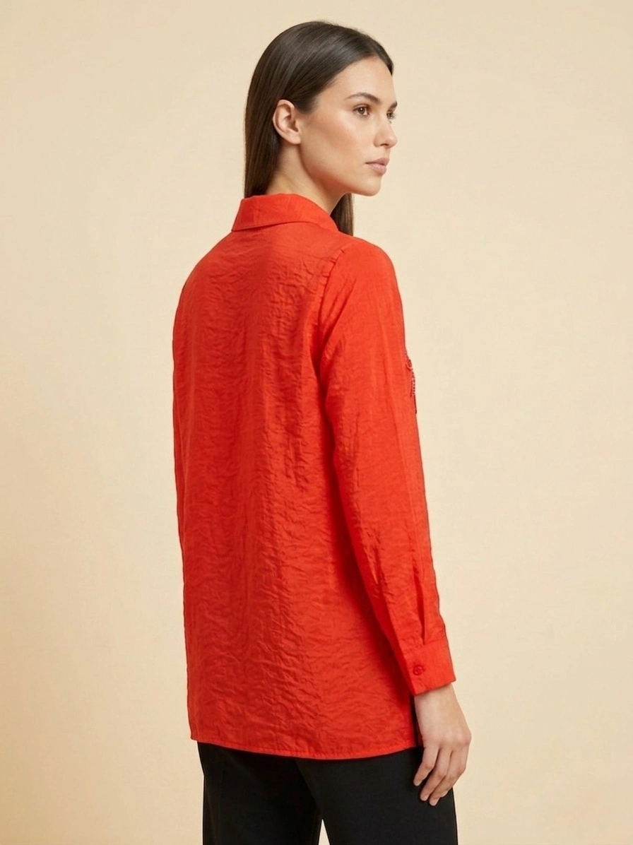 FLAŞ NAKIŞLI GÖMLEK 1198 - MERCAN