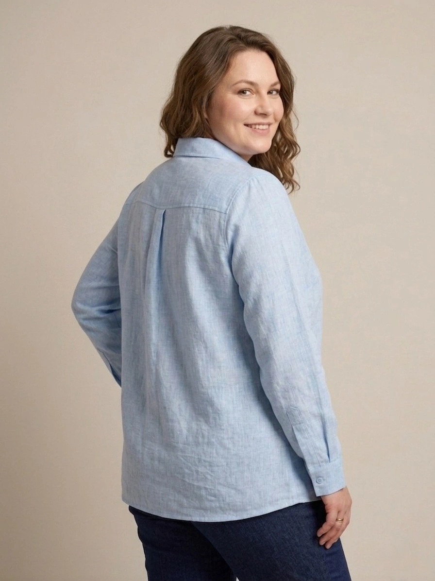 FLAŞ KETEN GÖMLEK 1119 - MAVİ