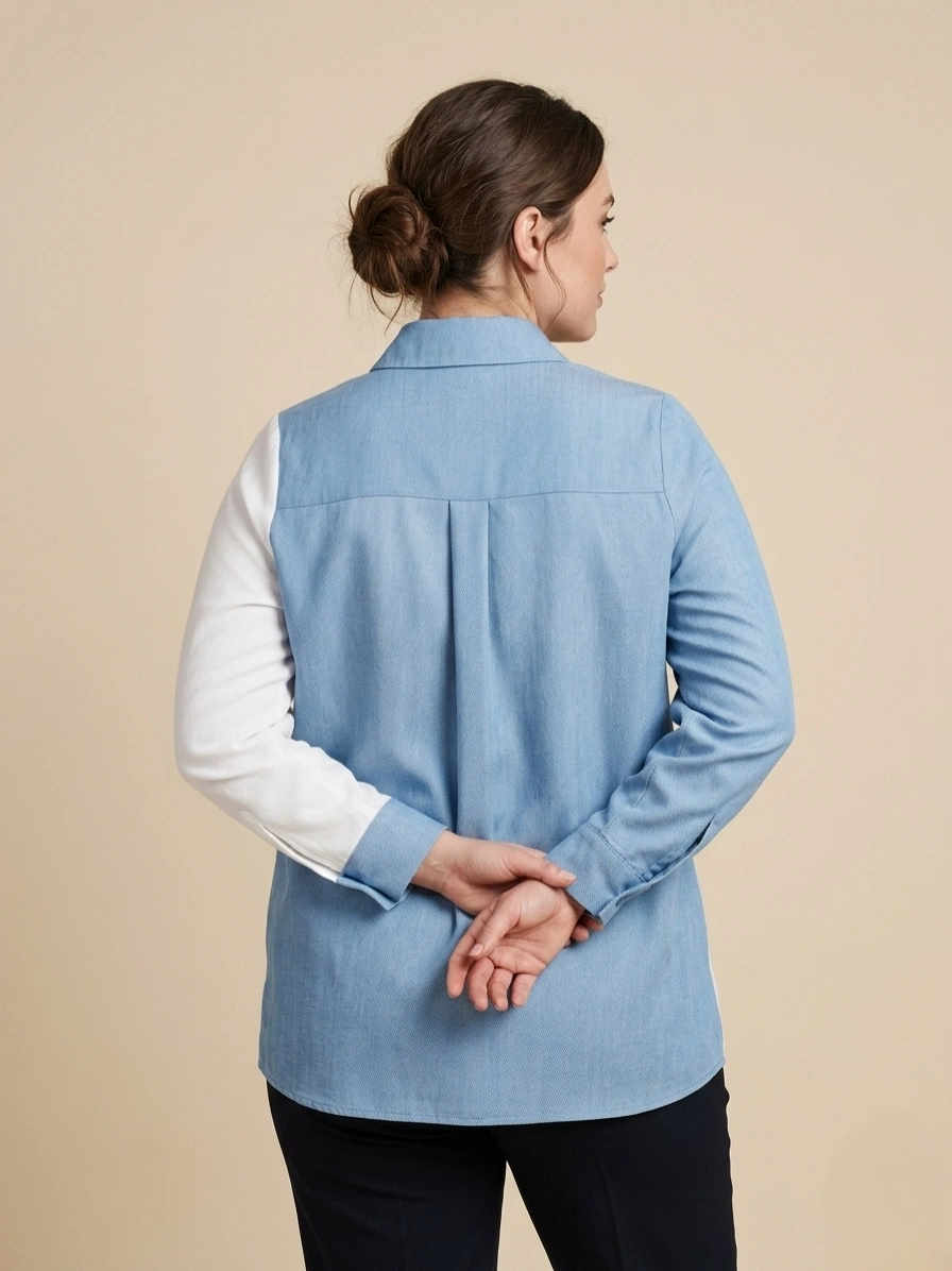 FLAŞ KREP GÖMLEK 1108 - MAVİ