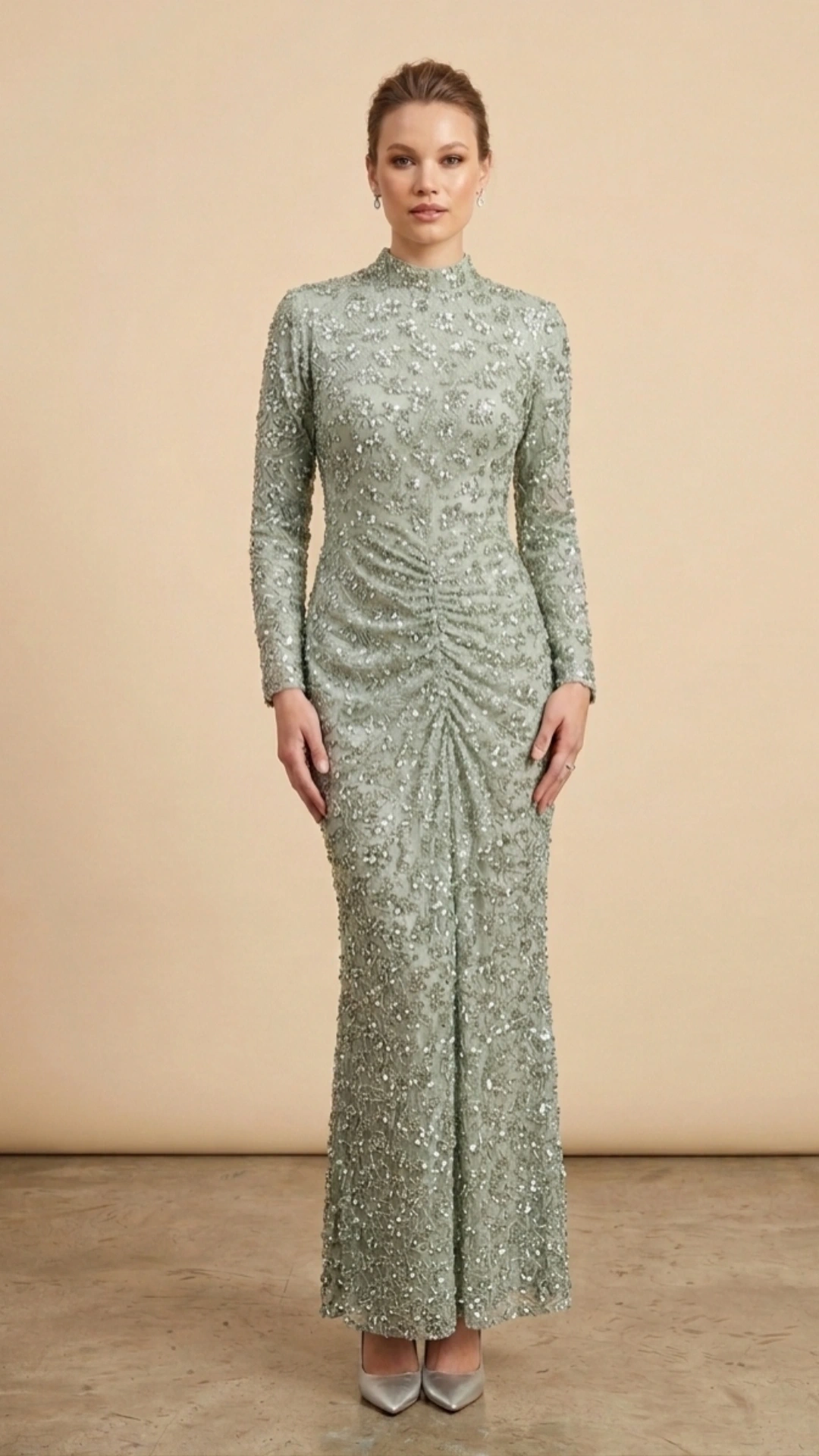 FAVELLA ABİYE ELBİSE 7231 - MİNT YEŞİLİ