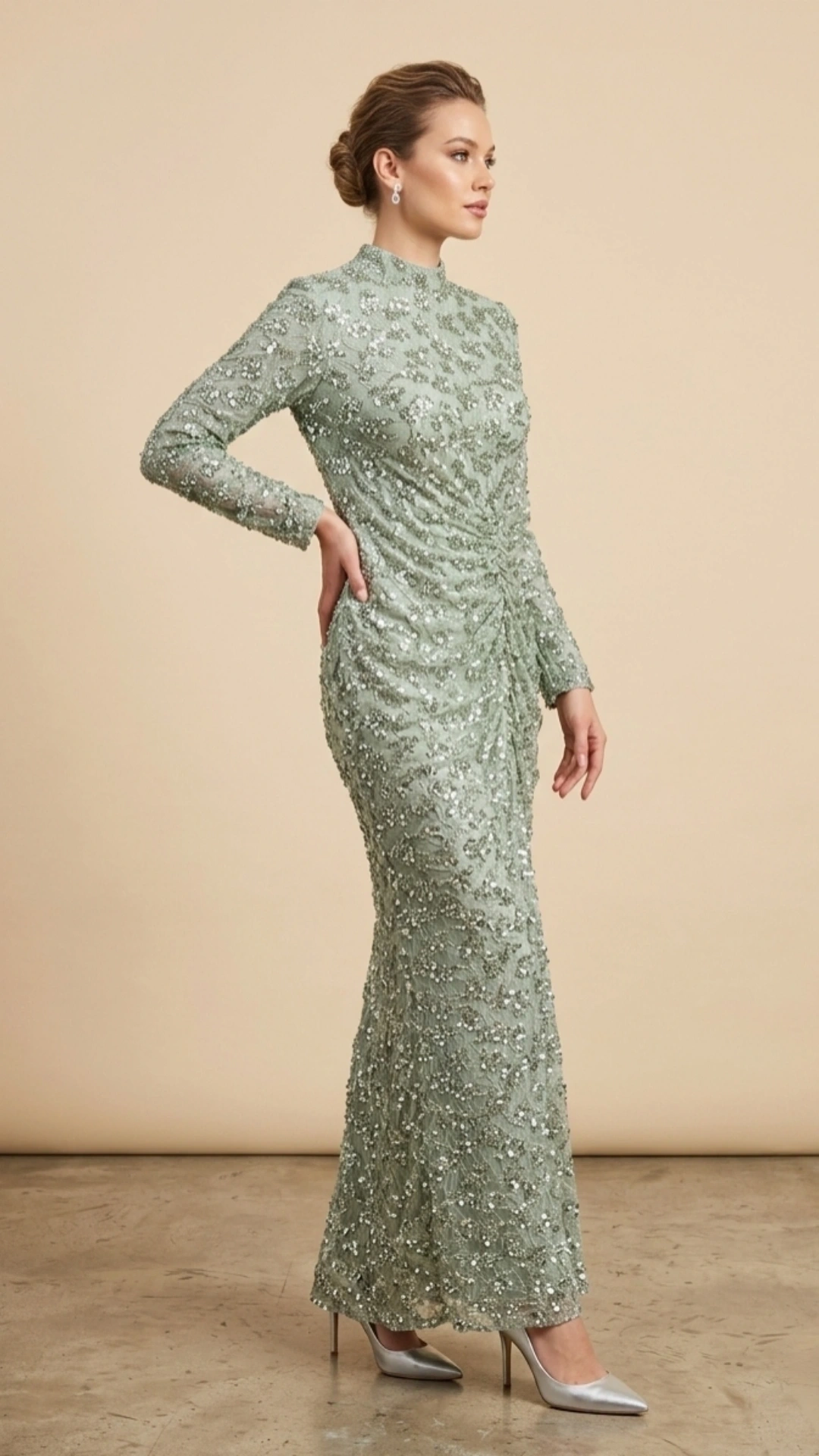 FAVELLA ABİYE ELBİSE 7231 - MİNT YEŞİLİ