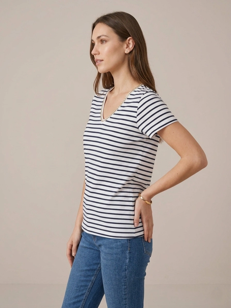 FASHION V YK TSHIRT 478K - LACİVERT