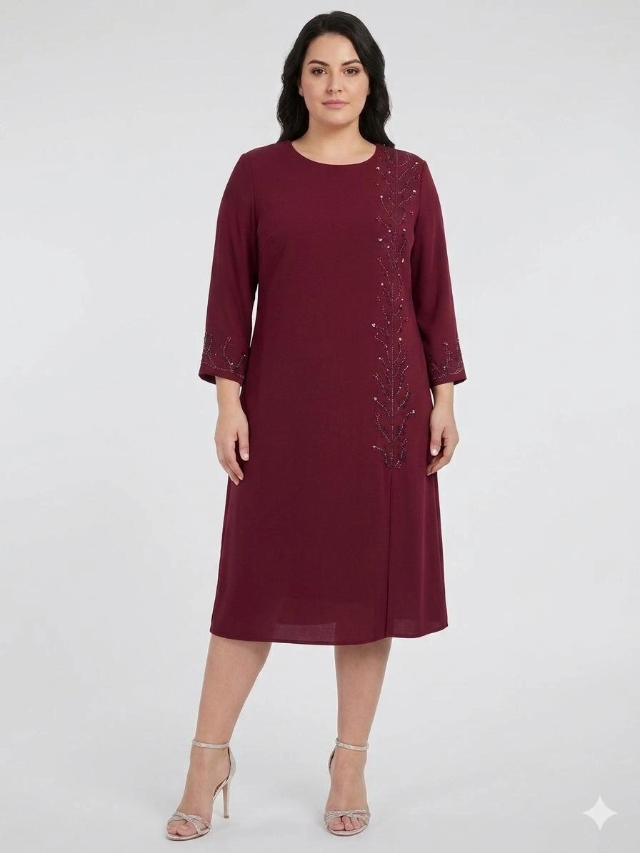 EZZE ELBİSE 8215 - BORDO