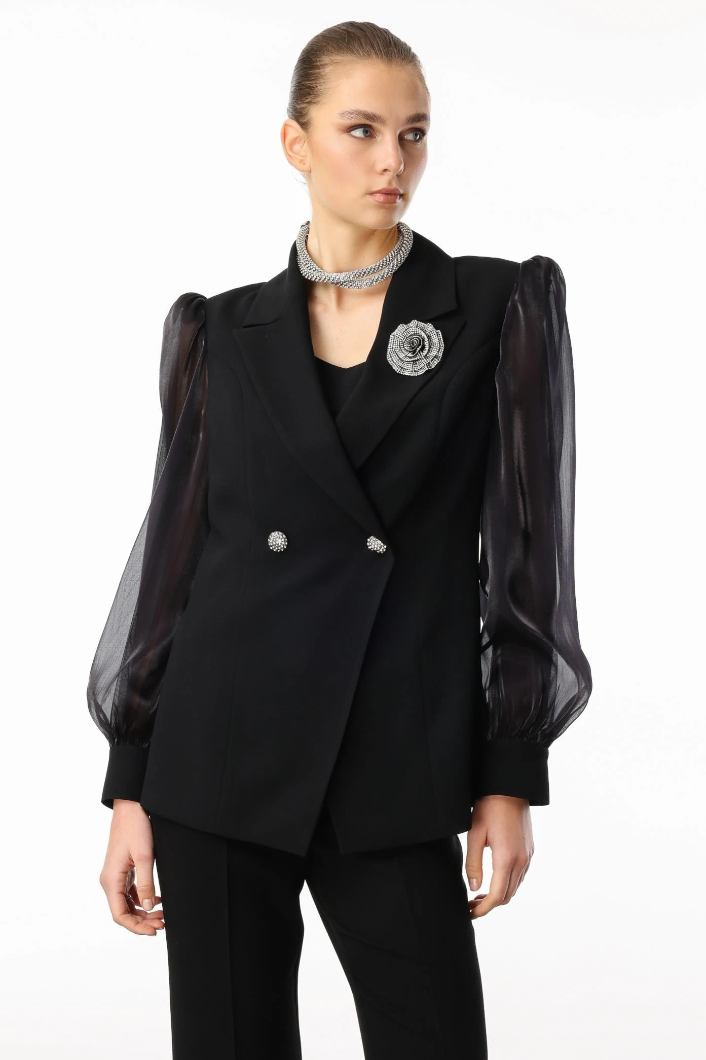 MODAİLGİ CEKET 70045 -PANTOLON 40052/TAKIM  SİYAH