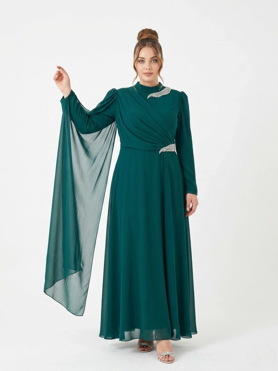 AHENK ABİYE ELBİSE 1094 - ZÜMRÜT