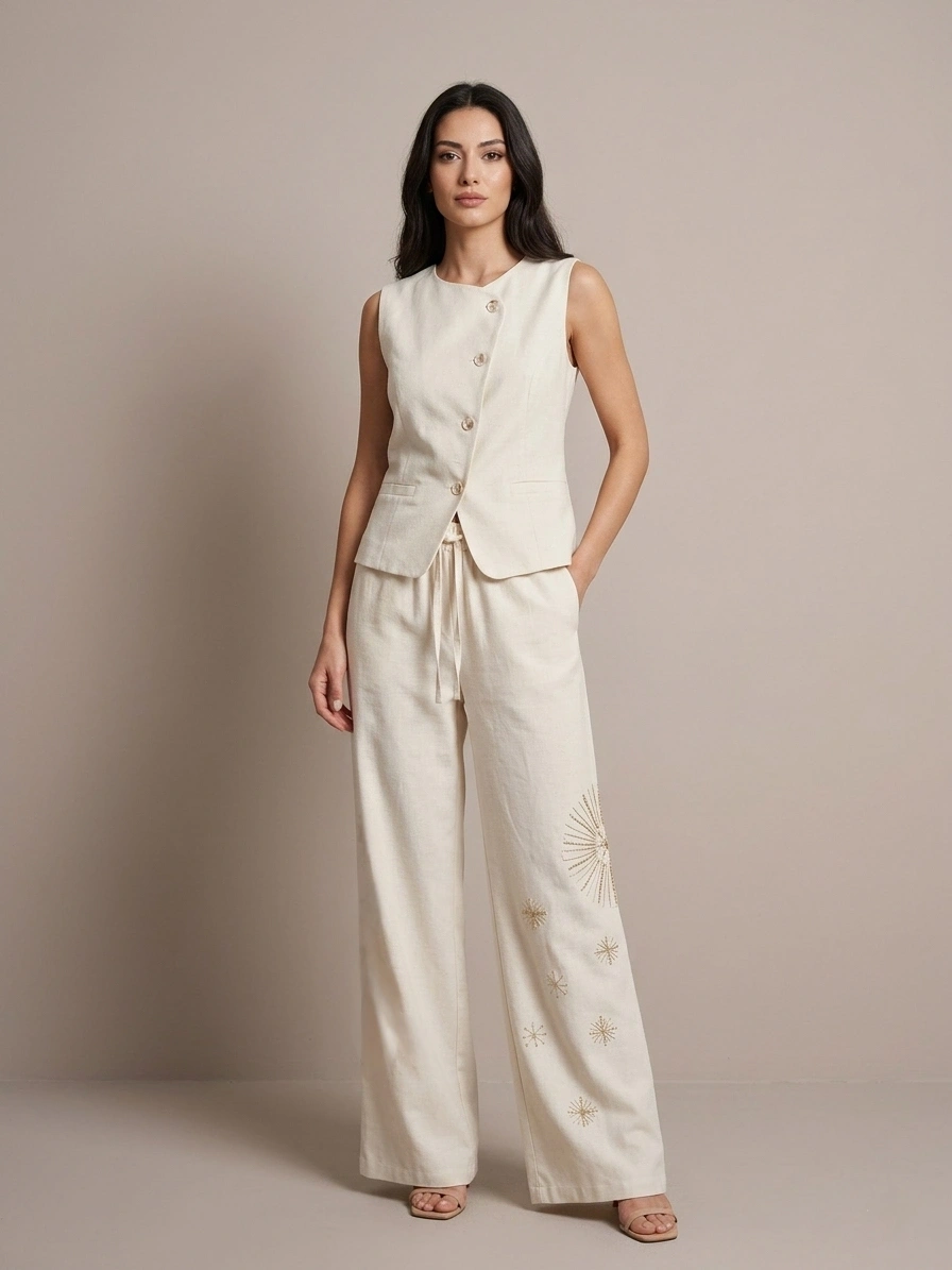 DOOP YELEK -PANTOLON TAKIM 8703 - BEJ