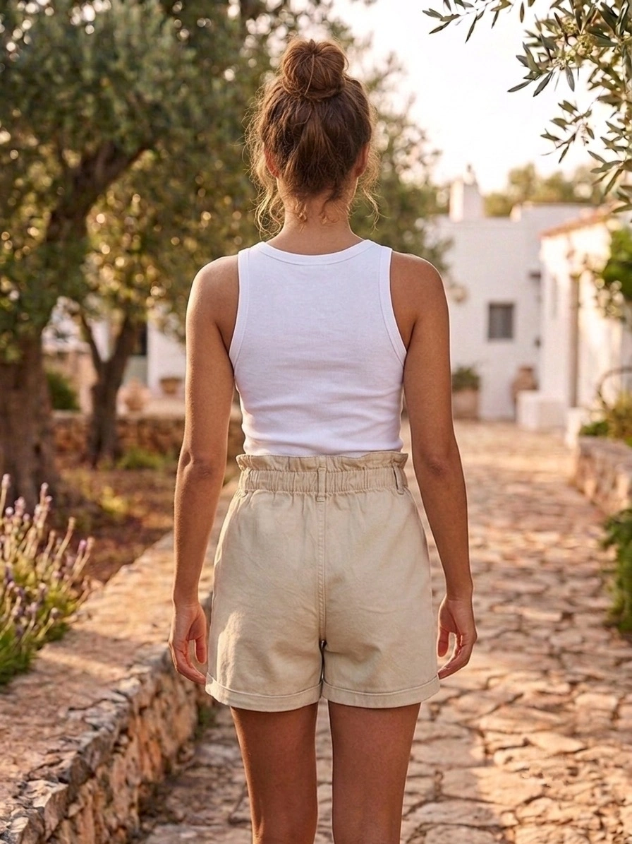 FASHION BAGGY ŞORT 542K1 - BEJ