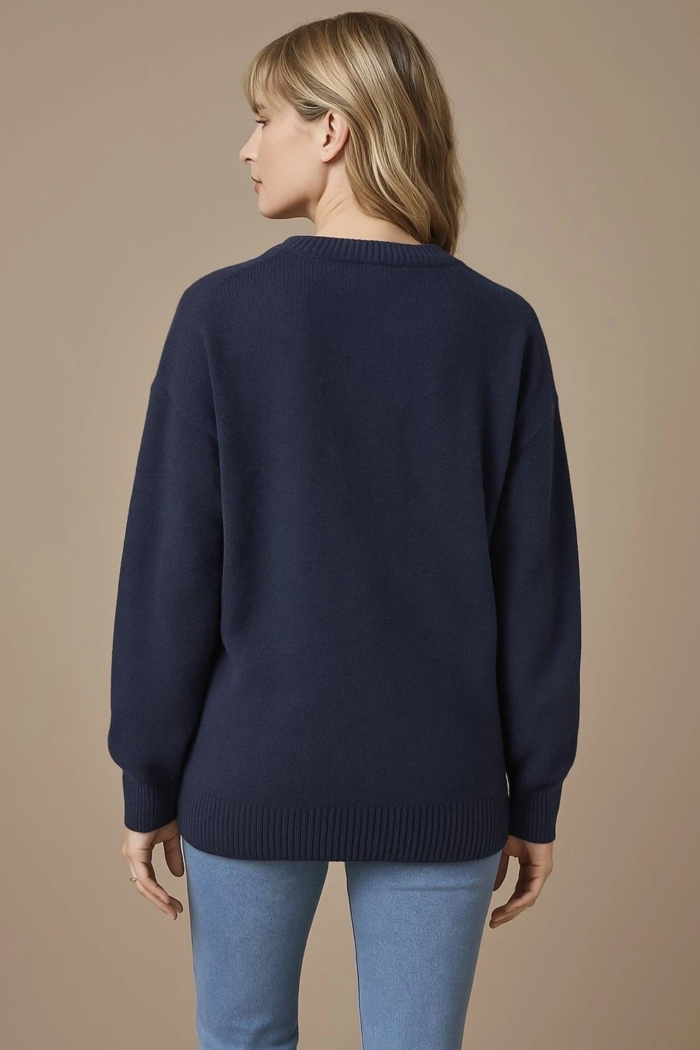 FASHION NAKIŞLI KAZAK 313K1 - İNDİGO