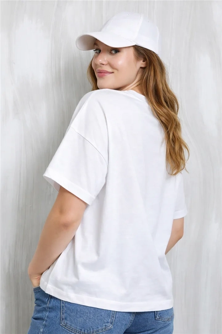 FASHION TAŞLI BLUZ 0082K - BEYAZ