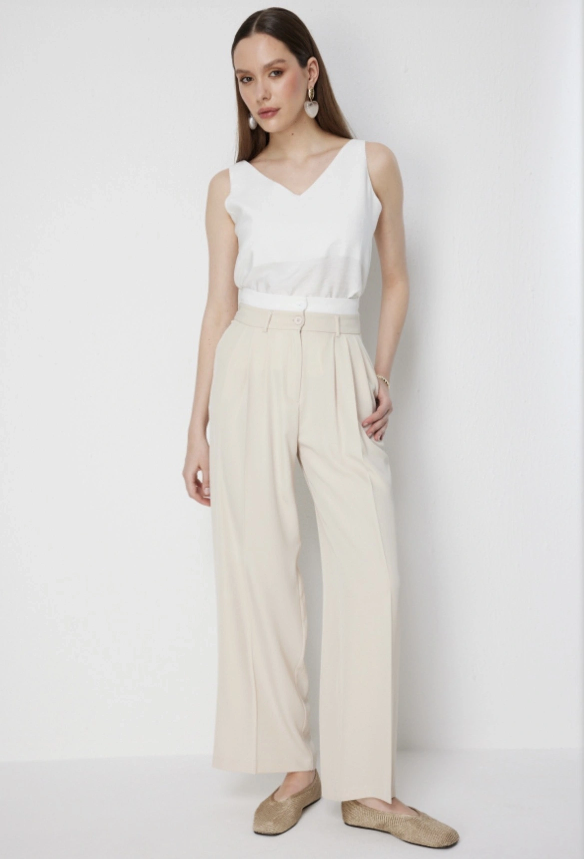 Mİ PANTOLON 85320 - KREM