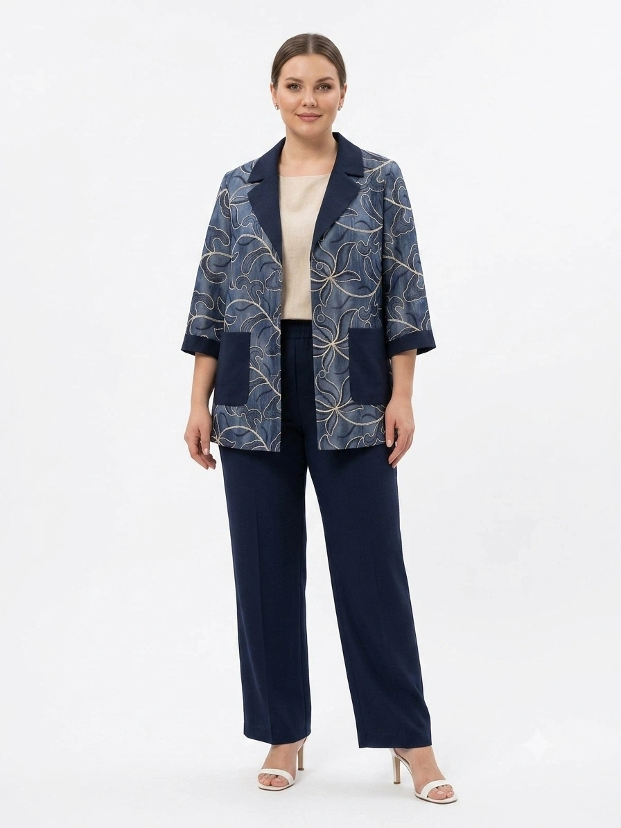 SEDNA KETEN CEKET 7502 -PANTOLON 7205  LACİVERT