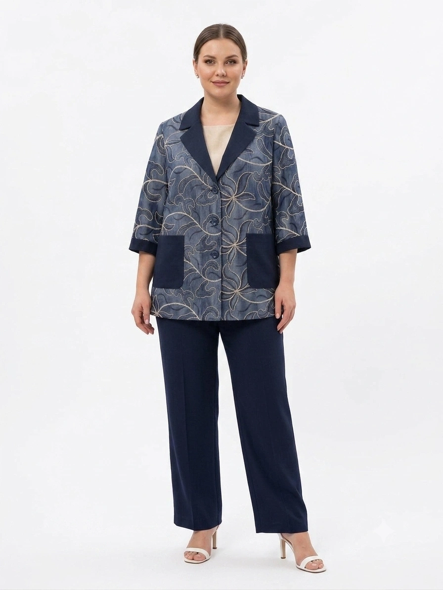 SEDNA KETEN CEKET 7502 -PANTOLON 7205  LACİVERT