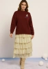 FASHION NAKIŞLI KAZAK 313K1 - BORDO