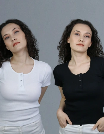 2li Paket Çıtçıtlı Kısa Kollu T-Shirt %95 Pamuk