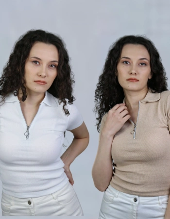 2li Paket Yakası Fermuarlı Kısa Kollu T-Shirt %95 Pamuk