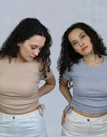 2li Paket Yan İpli Kısa Kollu T-Shirt %95 Pamuk