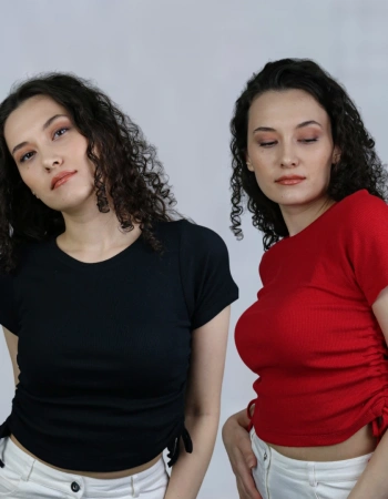 2li Paket Yan İpli Kısa Kollu T-Shirt %95 Pamuk