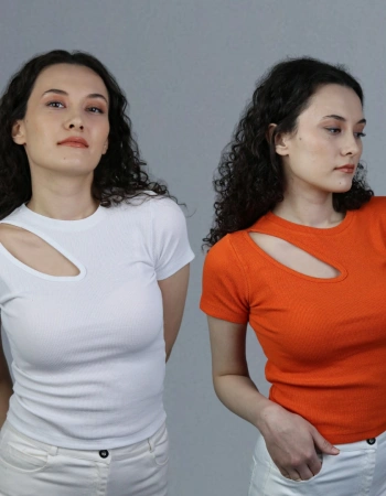 2li Paket Pencere Detaylı T-Shirt