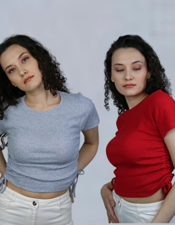 2li Paket Yan İpli Kısa Kollu T-Shirt %95 Pamuk