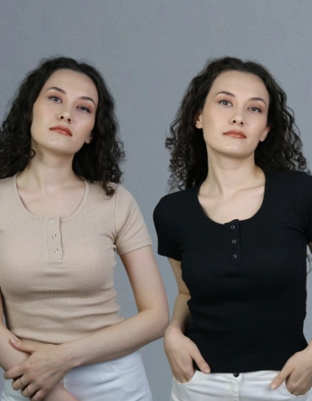 2li Paket Çıtçıtlı Kısa Kollu T-Shirt %95 Pamuk