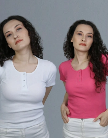 2li Paket Çıtçıtlı Kısa Kollu T-Shirt %95 Pamuk