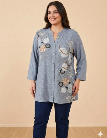 FLAŞ KREP GÖMLEK 1123 - MAVİ