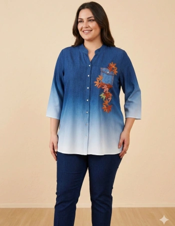 FLAŞ KREP GÖMLEK 1124 - İNDİGO