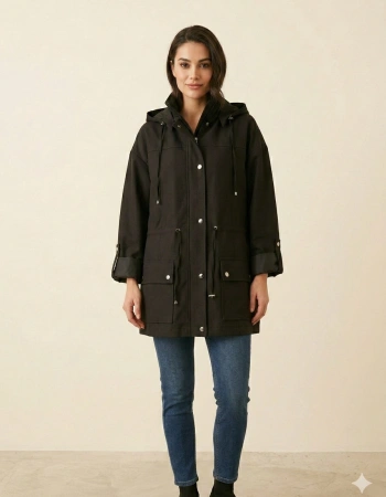 SELEN TRENÇKOT 9575 - SİYAH