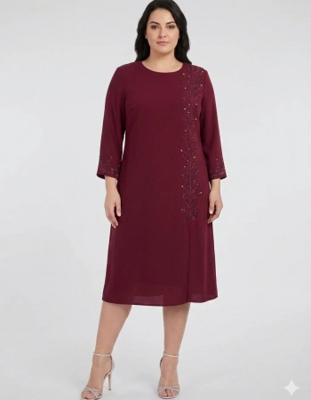 EZZE ELBİSE 8215 - BORDO