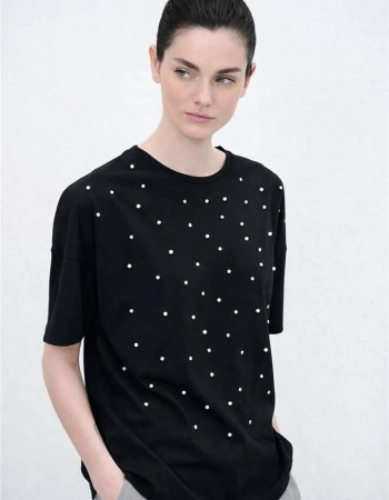 FASHION TAŞLI BLUZ 0082K - SİYAH