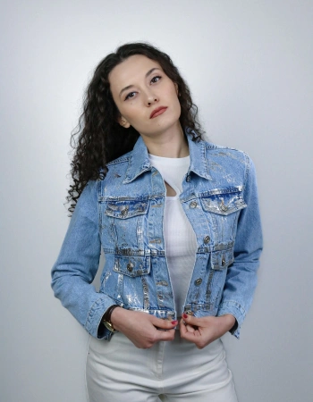 Metalik Denim Ceket