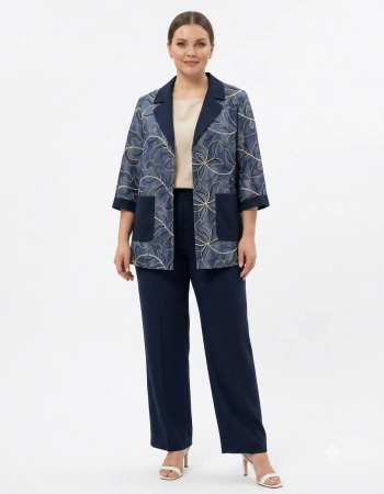 SEDNA KETEN CEKET 7502 -PANTOLON 7205  LACİVERT
