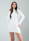 Beyaz Mini Triko Elbise