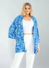 Çiçek Desen Mavi Kimono