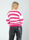 Fuşya Çizgili Triko