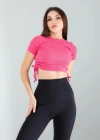 Pembe Yandan Büzgülü Crop