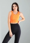 Turuncu Kalın Askılı Scuba Kumaş Crop