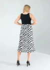 Zebra Desen Yandan Büzgülü Etek