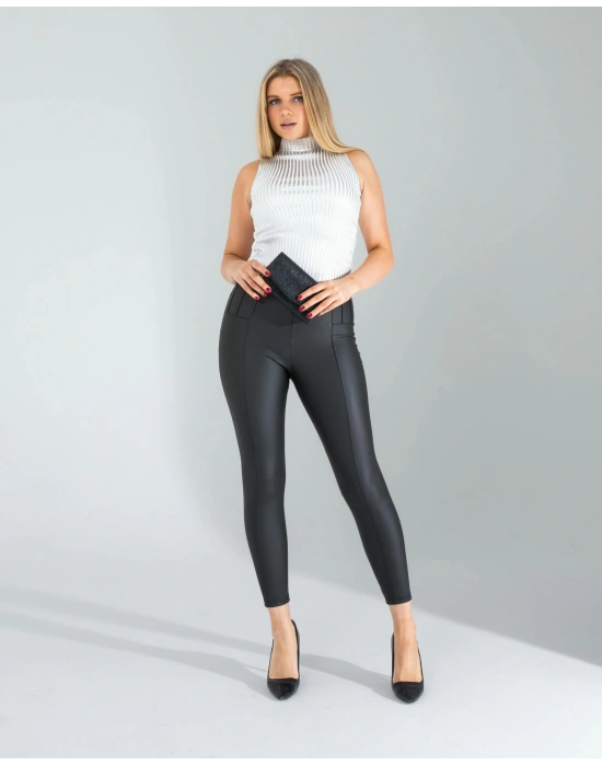 Beyaz Bisiklet Yaka Varaklı Triko