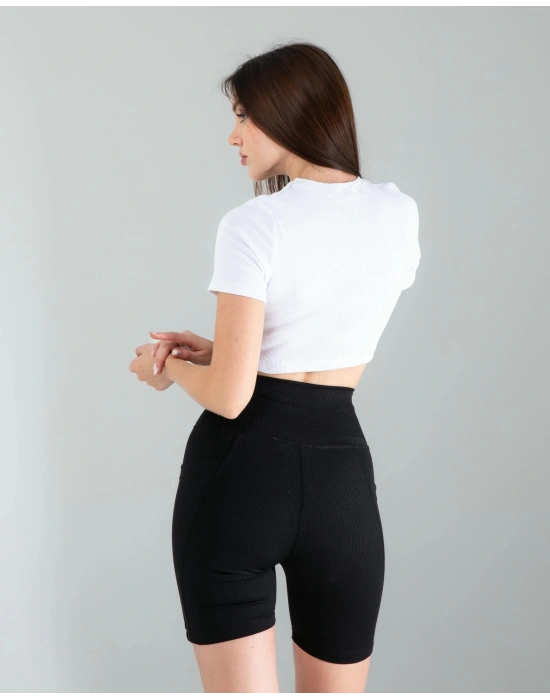 Beyaz Fitilli Kaşkorse Mini Bluz