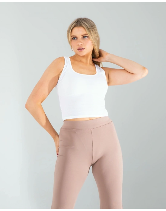 Beyaz Kare Yaka Basic Bluz