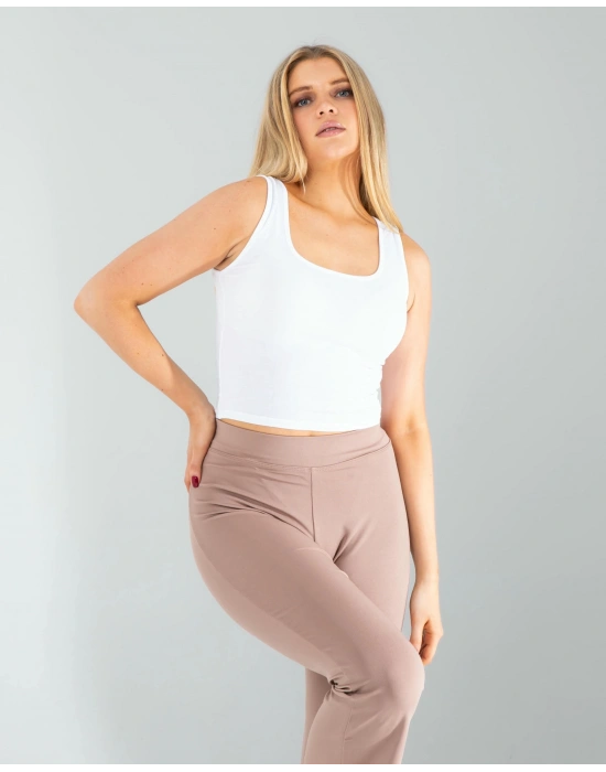 Beyaz Kare Yaka Basic Bluz